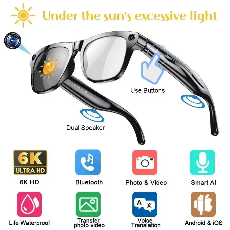 VIVO Color Changing AI Smart Glasses Chat GPT 100MP Camera Bluetooth Call Voice Assistant Control Smart Glasses 2026 New