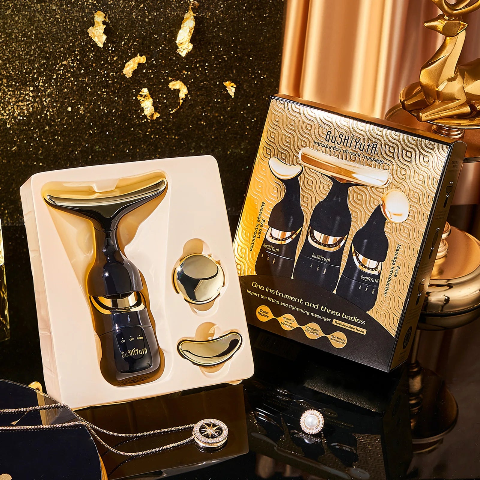 3 In 1 Skin Care Facial Firming Lifting Device Neck Facial Eye Massage Face Slimmer Anti Aging Skin Care Face Sculpting Tool