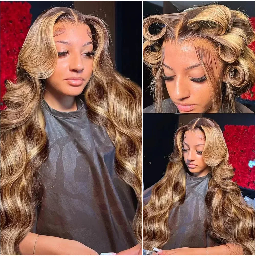 Body Wave P4/27 Highlight 13x6 HD Lace Front Wig 40 46 Inch Honey Blonde Colored 13x4 Lace Frontal Human Hair Wigs For...