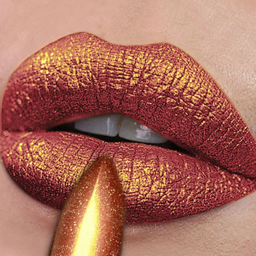 Matte Diamond Lipstick Waterproof Glitter Metallic High Lip Tint Pearlescent Pink Lip Makeup for Women Gift Cosmetic Lip Glaze