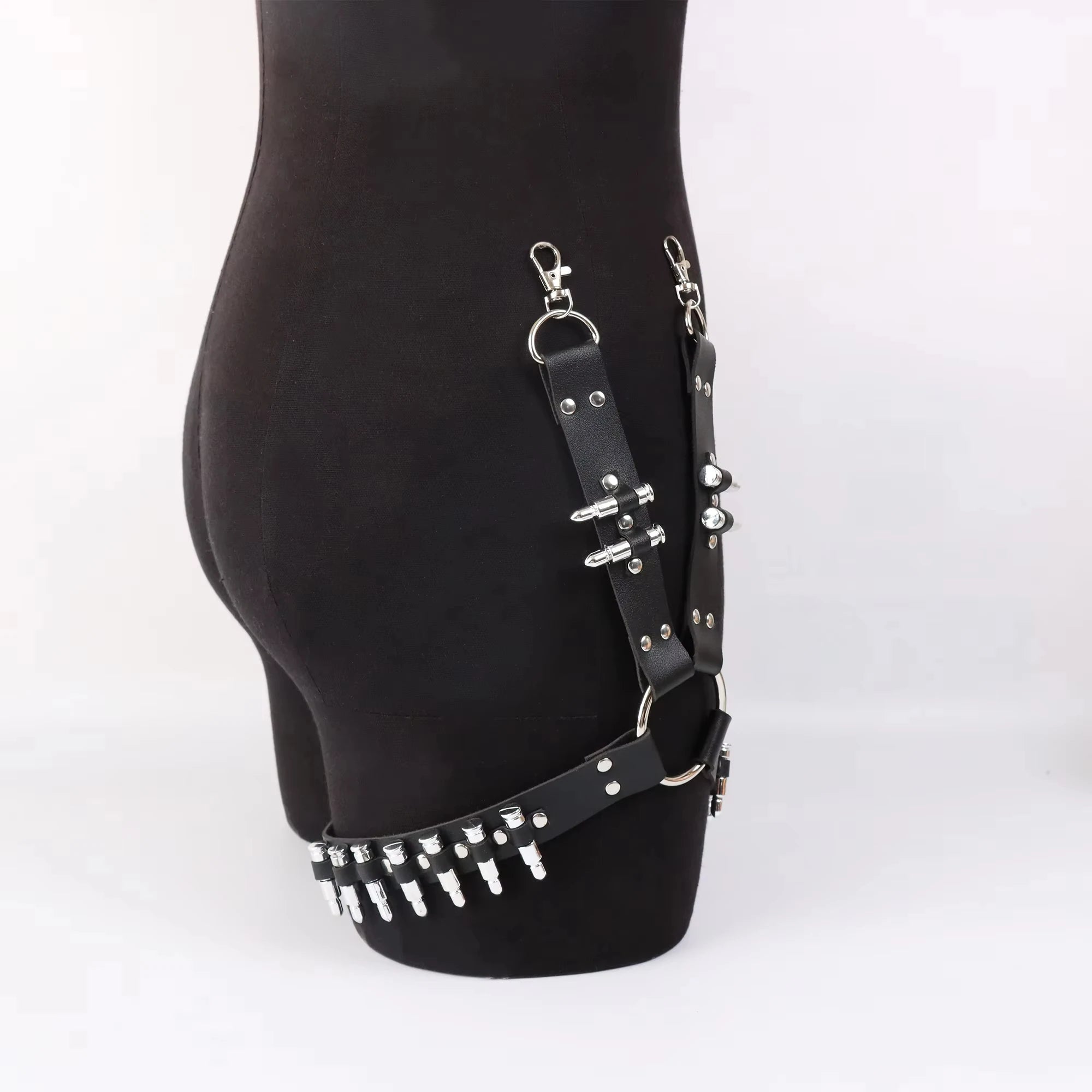 Punk Thigh Garter Belt Black Leather Leg Harness Rave Thigh Straps,Thigh Leg Harness Goth Cosplay - Kimlud