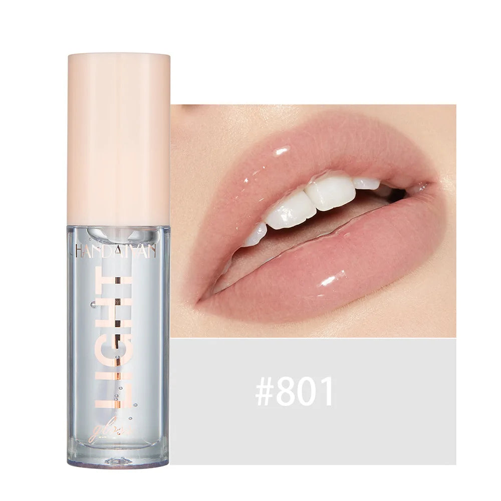 Handaiyan Lip Gloss Transparent Plump Glitter Jelly Mirror Lipstick Liquid Waterproof Moisturize Oil Lipgloss Clear Makeup