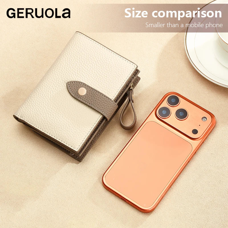 Retro clamshell design minimalist ladies' genuine leather wallet Essential for fashion-forward travel Multiple security...