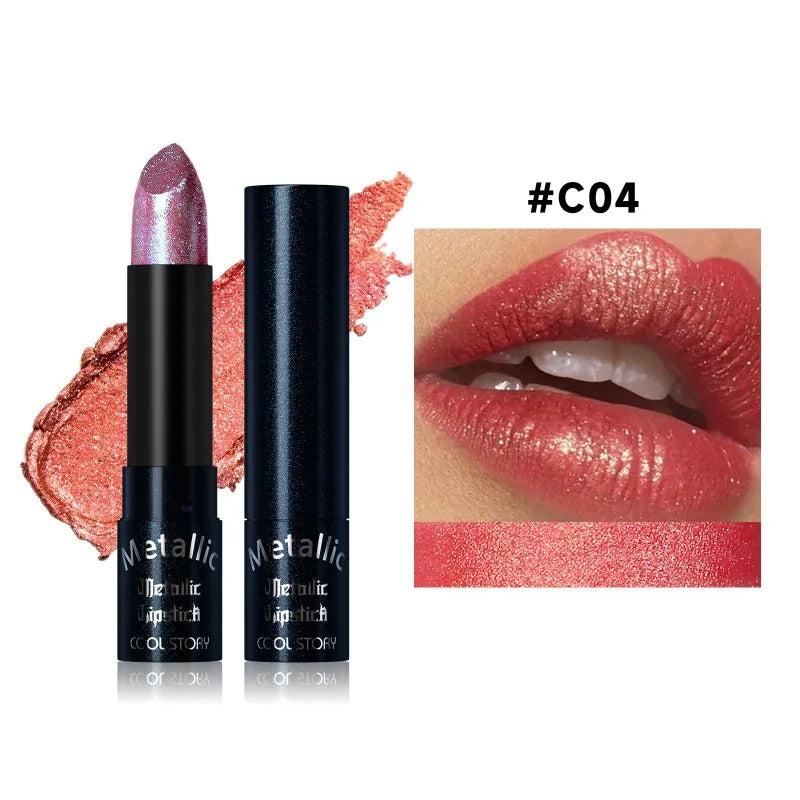 15 Colors Metallic Purple Chameleon Lipstick Waterproof Long Lasting Pearlescent Glitter Diamond Lipstick Halloween...