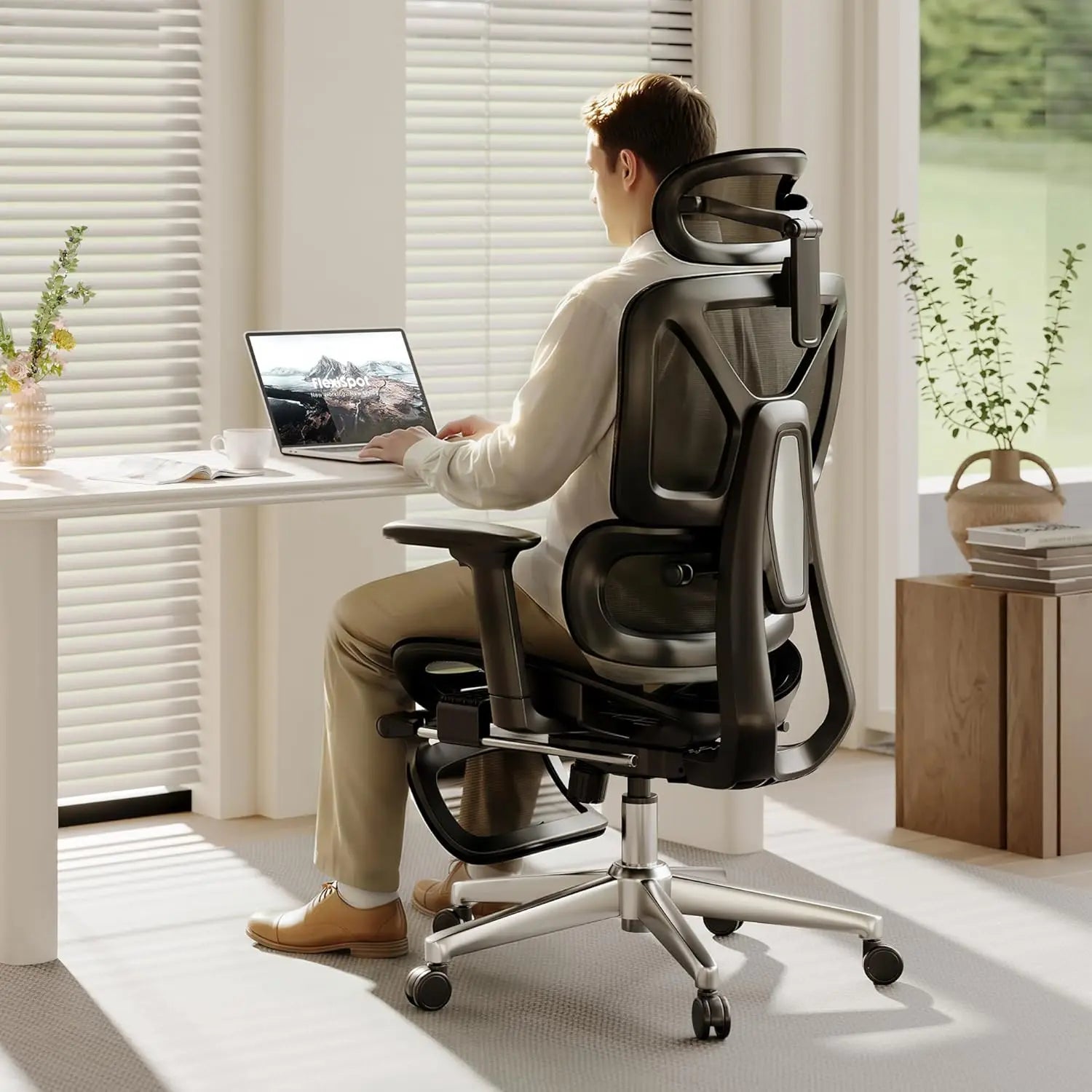 Premium Ergonomic Office Chair With Footrest- Adjustable 3D Armrests, Dynamic Lumbar Support, Recline & Tilt, Customized...
