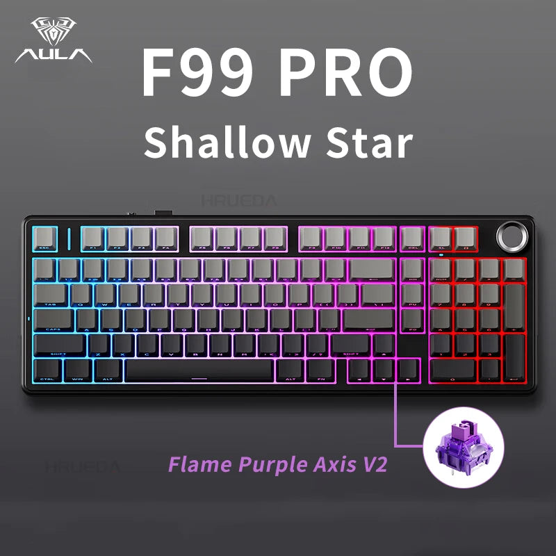 Aula F99 Pro Mechanical Keyboard Bluetooth 5.0/2.4g Wireless/Wired 100 Keys Pbt Keycaps Hot Swap Gasket Customized Game Keyboard