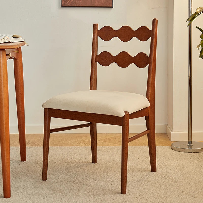 Solid Wood Dining Chair Household French Makeup Soft Bag Armrest Chair Light Luxury Balcony Backrest Silla Comedor Furniture - Kimlud