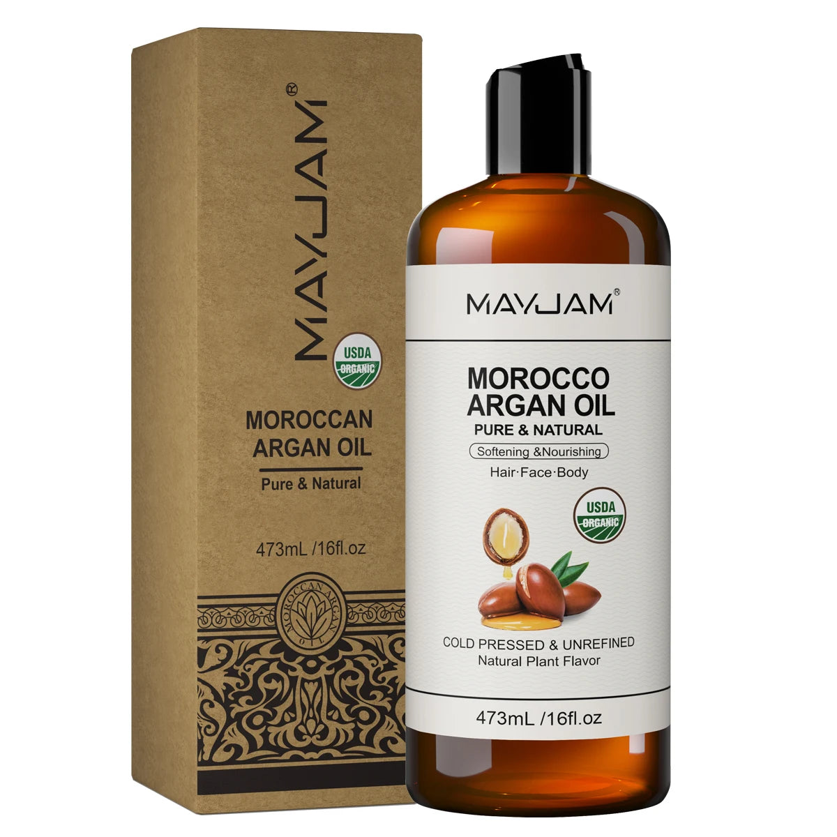 USDA Organic Sunflower Seed for Skin & Hair Cold-Pressed Pure Natural Sweet Almond Moroccan Argan Massage Oil...