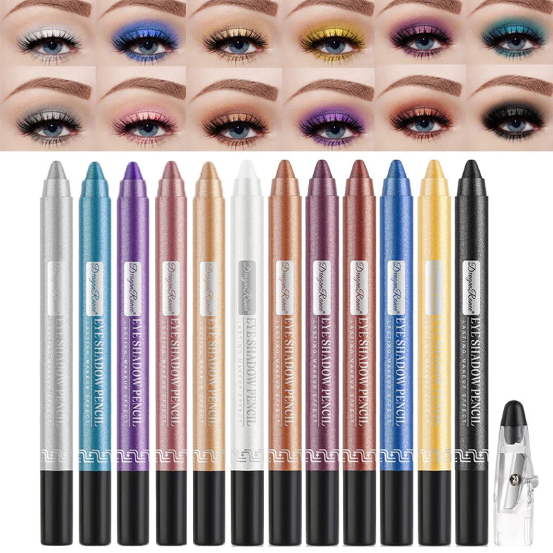 Metallic Blue Pearlescent Eyeshadow Pencil Stick Lasting Waterproof Smoky Glitter Grey White Purple Eye Shadow...