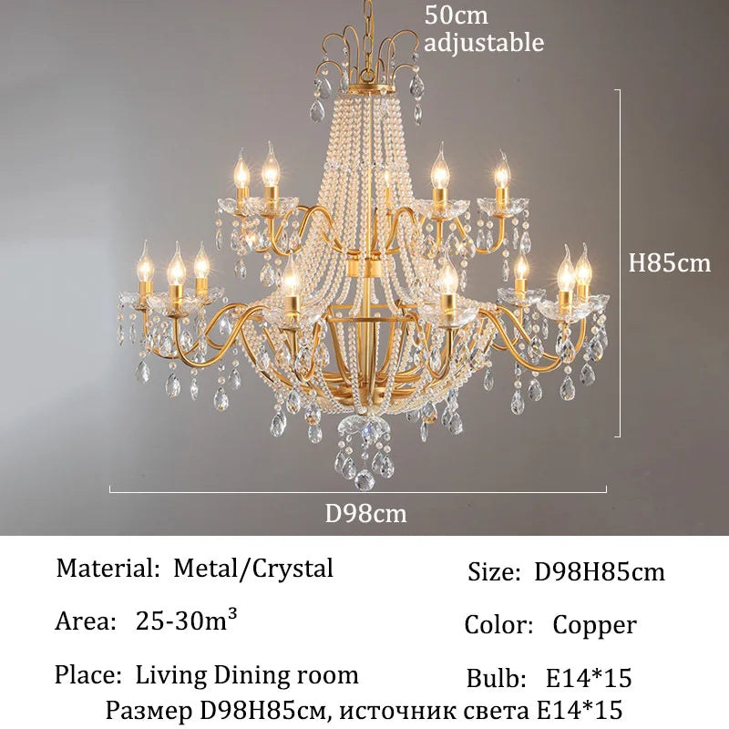 French Luxury Crystal Pendant Lights Ceiling Pendant Lamp Suspension Chandelier for Living Room Chandeliers Ceiling Light Lustre - Kimlud