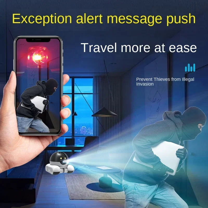 Dual lens, dual screen household 360 degree high-definition  robot monitoring vehicle intelligent camera