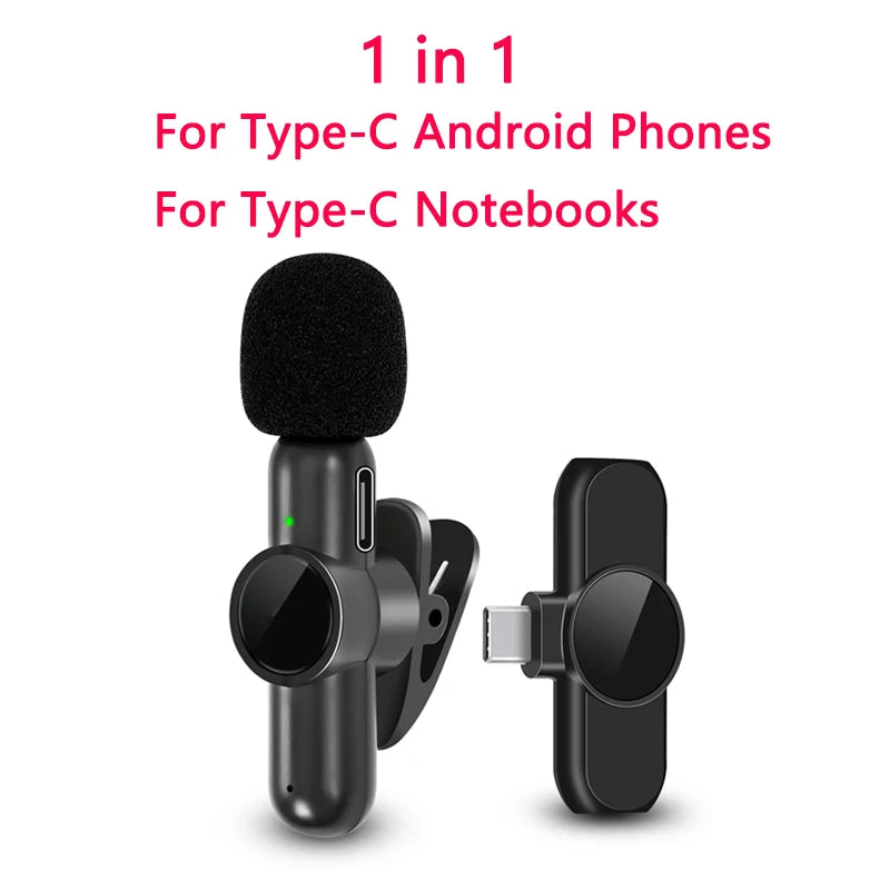 K61 Wireless Lavalier Microphone Audio Video Recording Mini Mic For iPhone iPad Android Laptop Live Gaming Smartphone Microphone - Kimlud