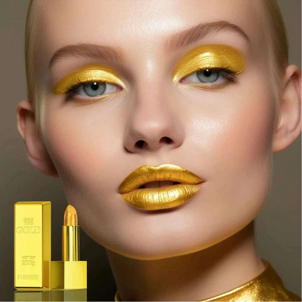 New Glitter Lipstick Moisturizing Gold Lipstick Long Lasting Lipstick Shiny Lip Gloss Velvet Matte Lipstick Glitter Lip Kit