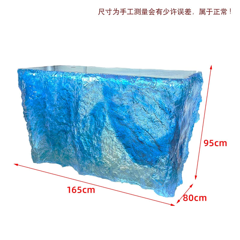Premium Light Luxury Transparent Resin Hotel Front Desk Restaurant Villa Kitchen Partition Luminous Crystal Glacier Island Table