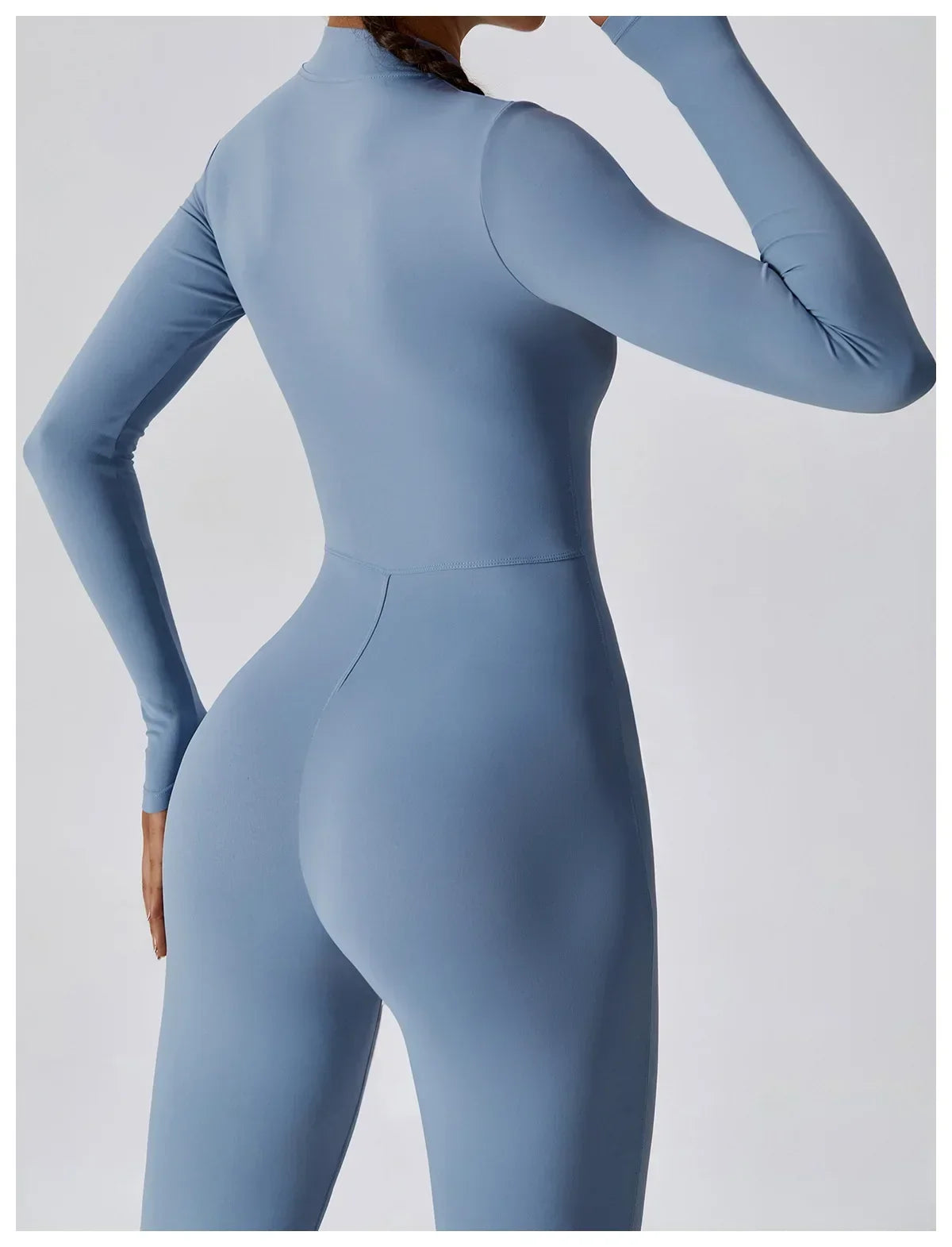 Yoga Jumpsuit Women Seamless Sports Zipper Jumpsuit Set Gym Long Sleeve Fitness Suit Elastic Gym Workout Bodysuit Athletic Wear - Kimlud