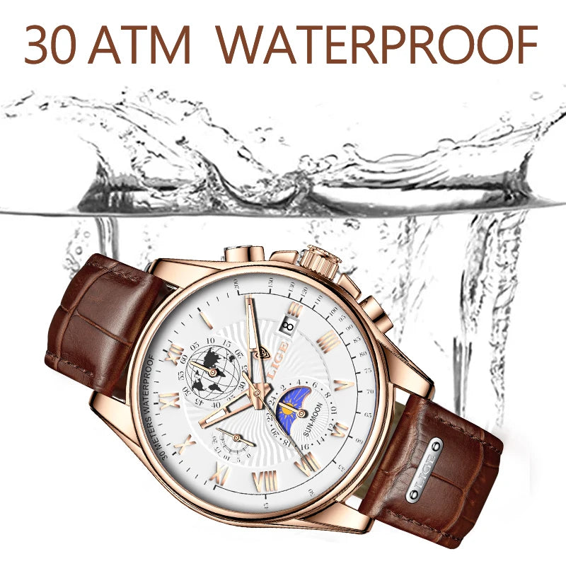 LIGE Fashion Automatic Date Men Quartz Watches Top Brand Luxury Male Clock Chronograph Sport Mens Wrist Watch Relogio Masculino