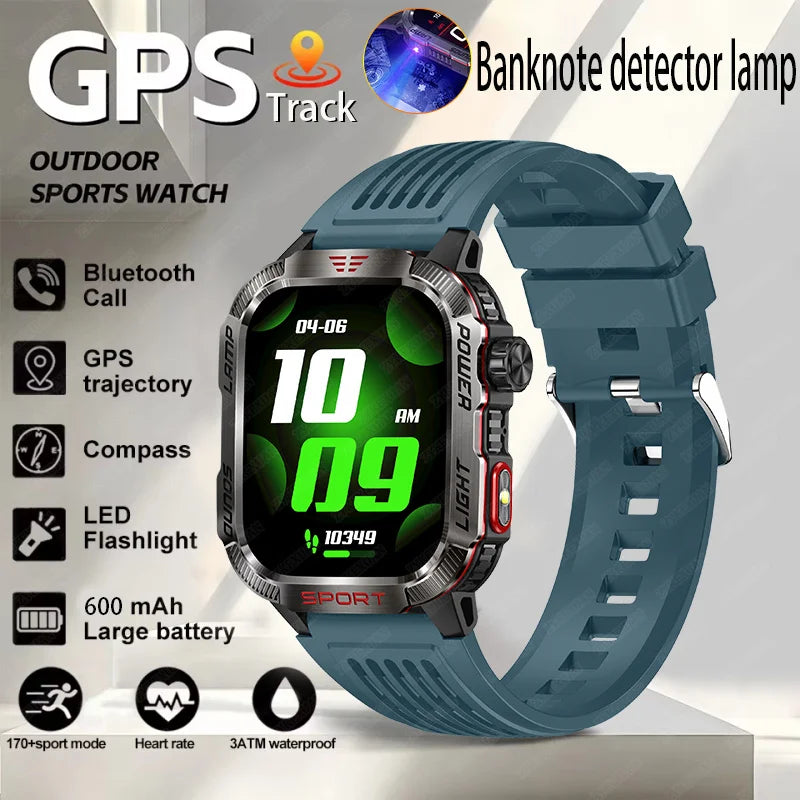 New Professional outdoor Military Smart Watch Men Flashlight Compass Waterproof Outdoor Sport Tracker Bluetooth Call Smartwatch