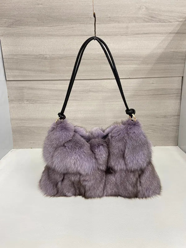 Winter Fox Fur Bag Women's Bag Fashion Handbag Ladies Bags Purses Women Shoulder Bag Real Silver Fox Fur Messenger Bags