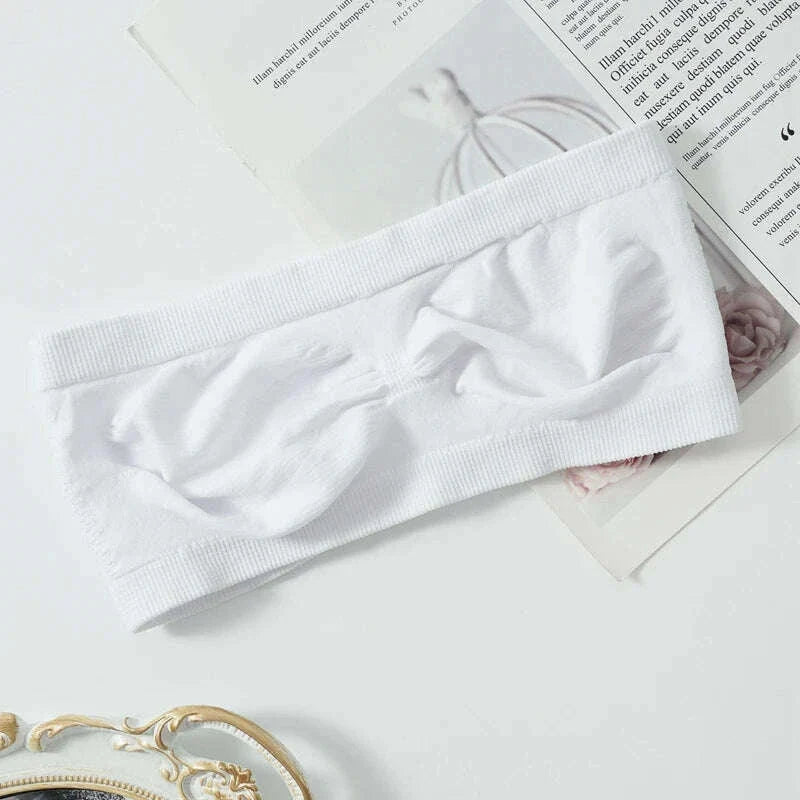 Women's Sexy Strapless Crop Top Summer Breathable Bra Mesh Bandeau Brassiere Invisible Unlined Chest Wraps Lady Tube Tops 