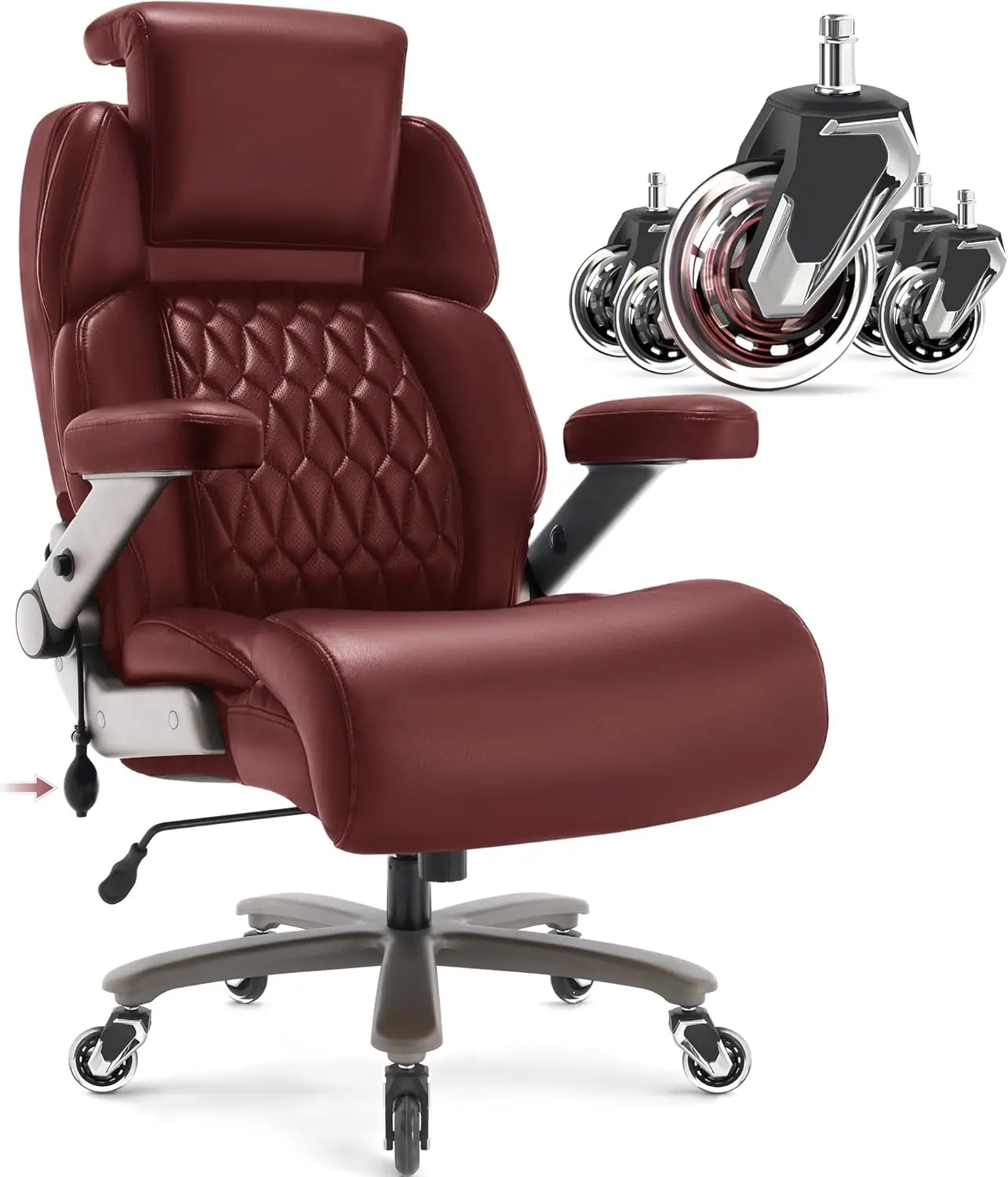 Big and Tall Office Chair 700lbs - Adjustable Headrest&Lumbar Support, 3D Flip Arms, Large Wheels &Heavy Duty Metal Base