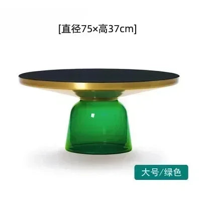 Nordic Creative Glass Round Coffee Table Combination Living Room Reception Side Table Transparent Light Luxury Coffee Tables - Kimlud
