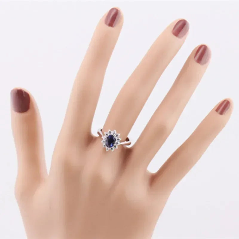 European and American New Blue Zircon Rings Luxury Fashion Jewelry Cubic Zirconia Bridal Wedding Engagement