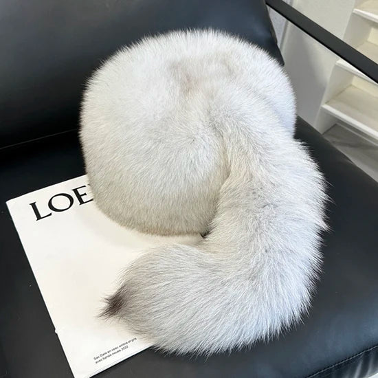 Winter Women Fashion Real Fur Hat Natural Fox Fur Hats Headgear Russian Outdoor Cap Ladies Thicken Warm Fur Caps