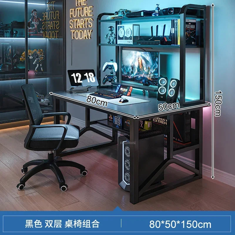 Home Office Table For Pc Gaming Desk Simple Desktop Computer Desks With Bookshelf Furniture Creative Reading Desk Gamer Table X