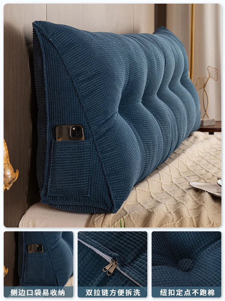 Long Pillow Headboard Cushion Triangle Large Back Bed Soft Bag Pillow Can Be Disassembled and Washed Bedroom Sofa