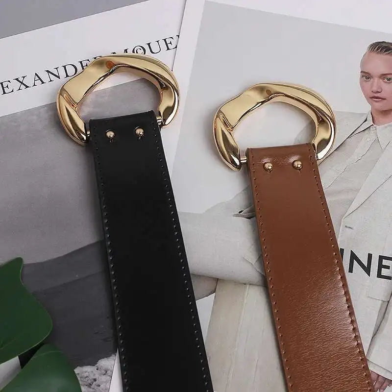 LANMREM Fashion PU Leather Belt Irregular Cowhide Waist Women's Decorative Suit Dress Sweater Waist Belts 2025 New...