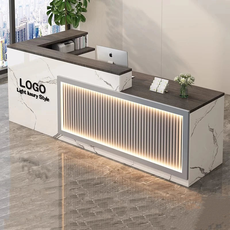 Simple Salon Luxury Reception Desk Decorations Custom Reception Desk Beauty Mostrador Recepción Commercial Office Furniture - Kimlud