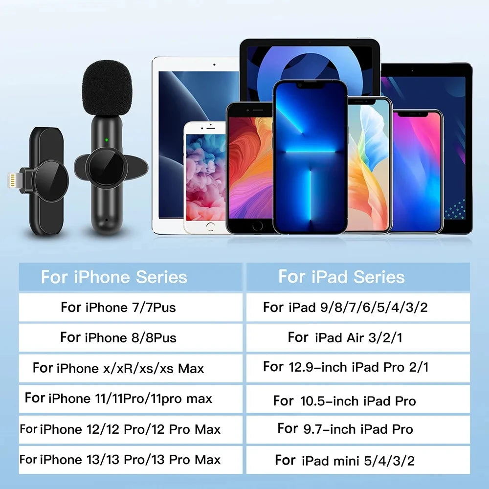 K61 Wireless Lavalier Microphone Audio Video Recording Mini Mic For iPhone iPad Android Laptop Live Gaming Smartphone Microphone - Kimlud