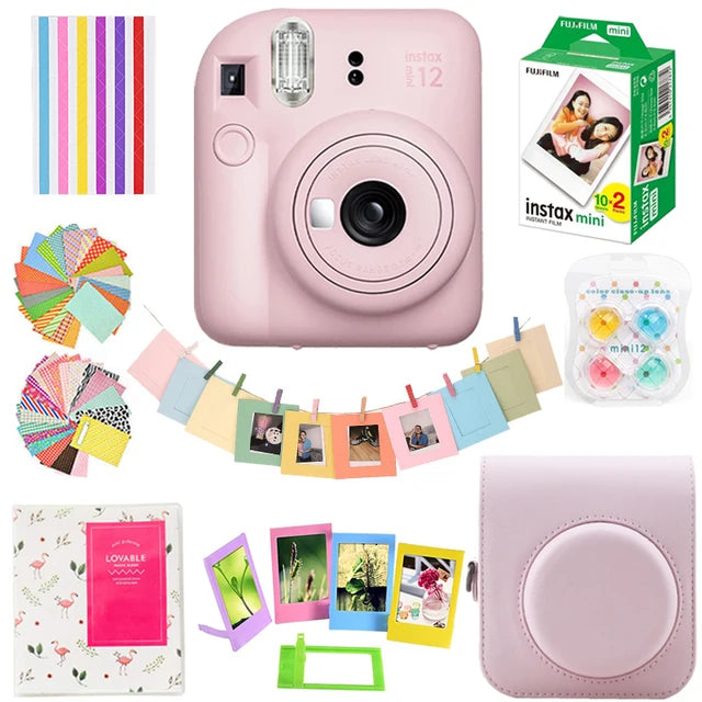 Genuine Fujifilm Instax Mini 12 Instant Camera With 20 Sheets Mini Film Paper Camera Shoulder Strap Bag Accessories Gift Suit - Kimlud