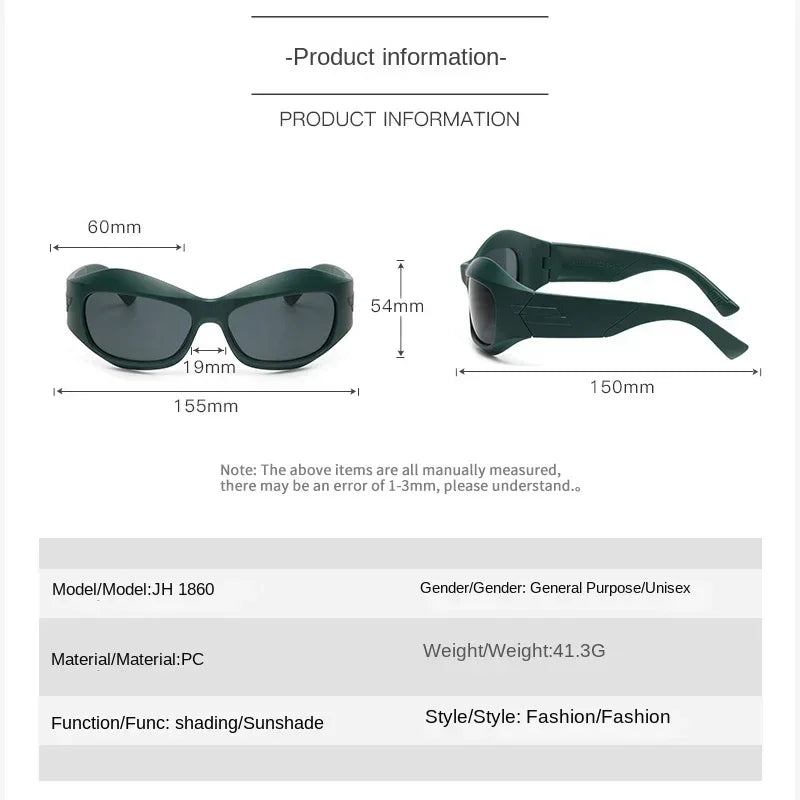 Steampunk Style Y2K cycling Sunglasses Women Men Trendy Ins Curved Shaped Glasses Personalized Technology Sports Sun...