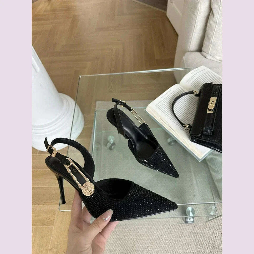 Designer Luxury Pointed High Heels Rhinestone Party Dress Sandals Women 2024 Fashion Elegant Sexy Office Gladiator Women Pumps