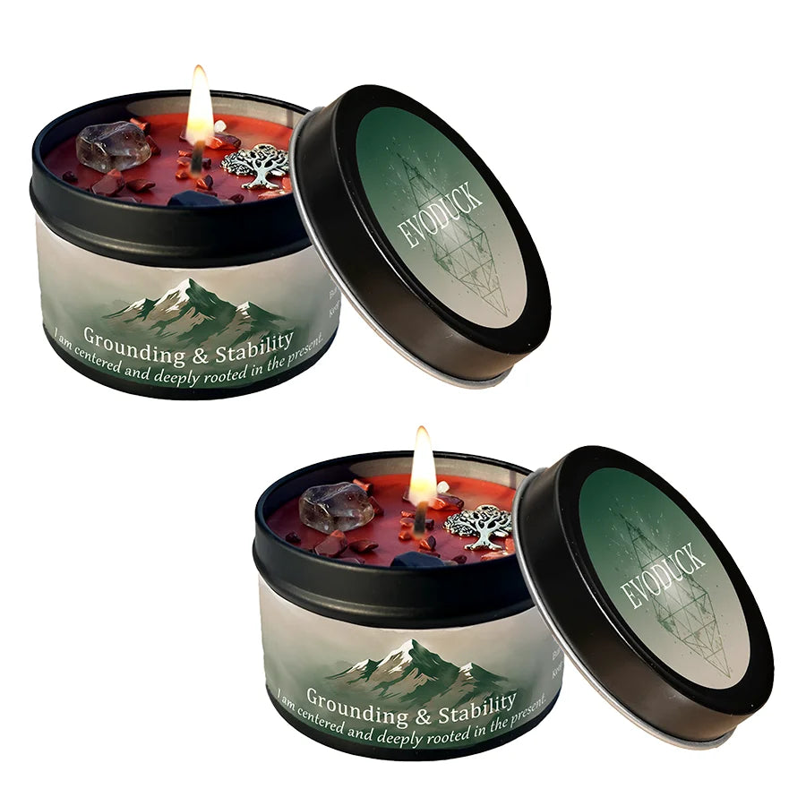 EVDUCK 3oz Scented Candle, Vetiver & Cedarwood Scent with Crystals, for Gifting Suitable for Christmas, Halloween Female Friends