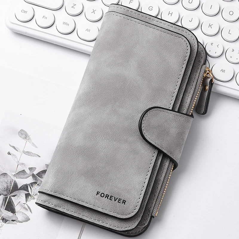 Mickey Minnie Lady Long Zip Wallet Buckle Tote Bag Coin Purse Soft PU Leather Multi-functional Card Holder Casual Daily