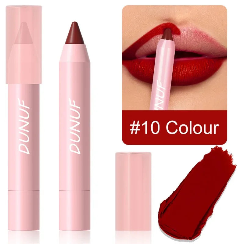18 Colors Matte Lipstick Pen Soft Silky Velvet Lip Liner Pencil Sexy Full Color Lip Crayon Waterproof Lasting Beauty Maquillaje