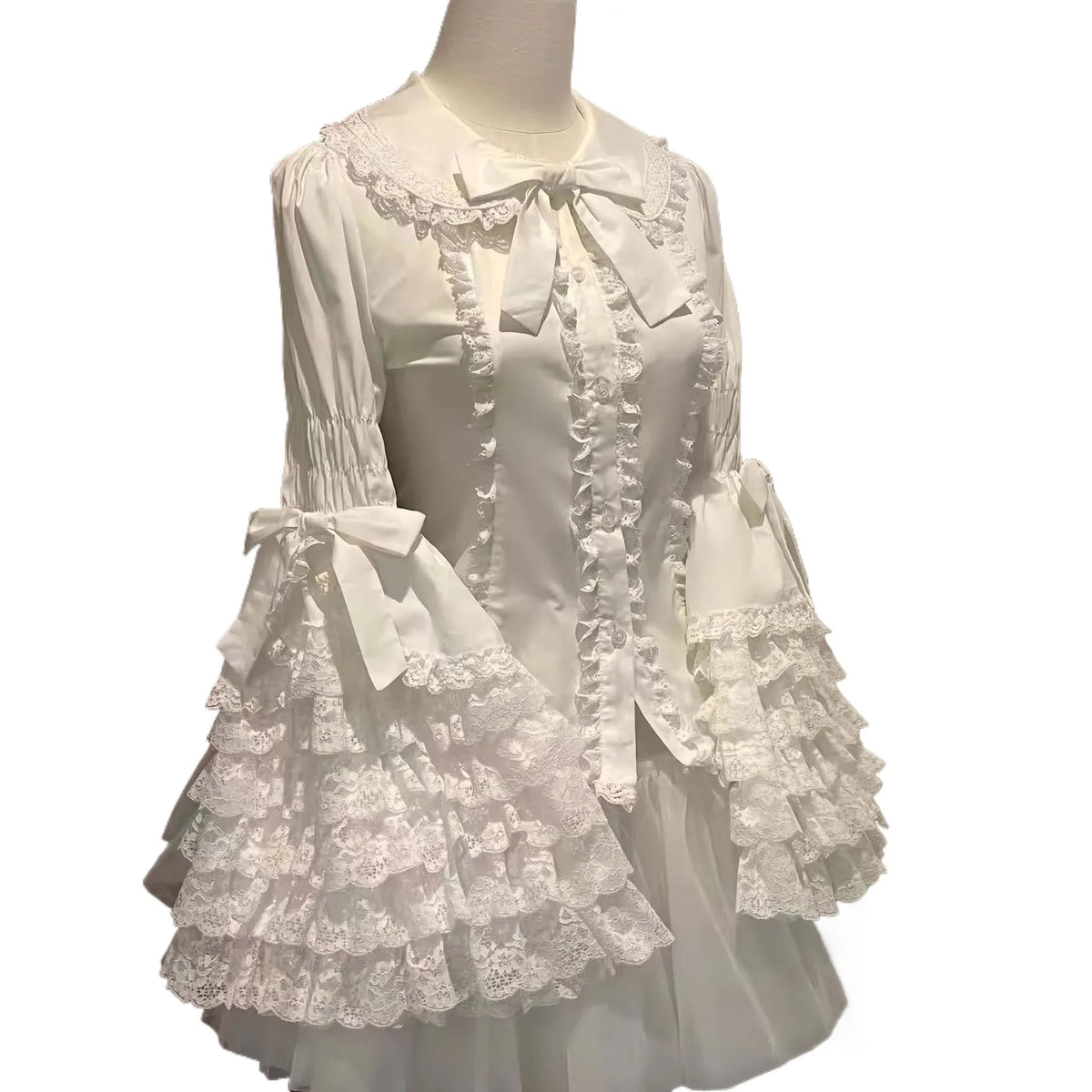 Lace Doll-Style Lolita Princess Sleeve Shirt, Long-Sleeved Versatile Top for Summer, Cute Lolita Inner Wear | Kimlud...