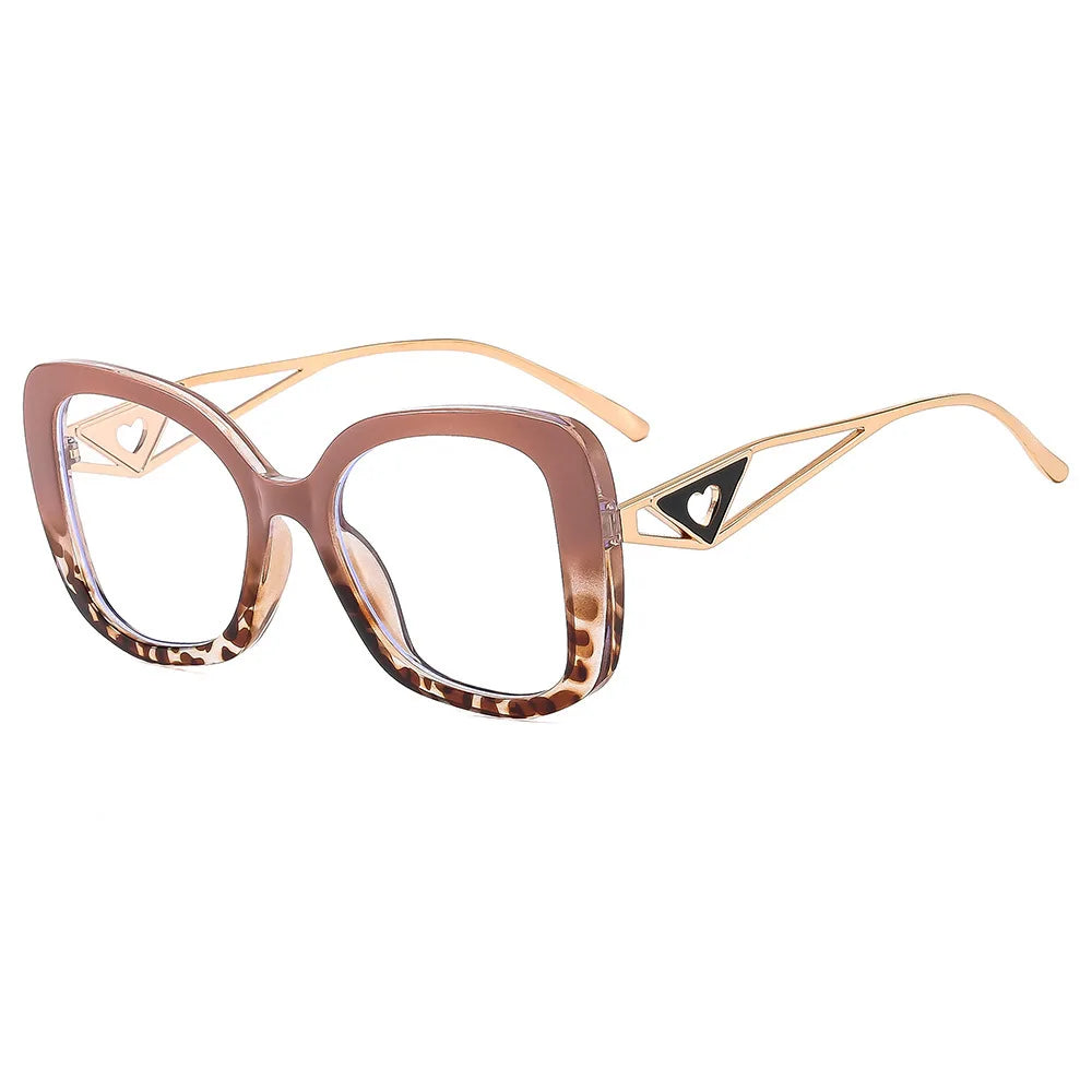 Luxury Brand Oversized Square Reading Glasses Women Triangle heart Temple Eyeglasses Blue Light Blocking Clear Computer...
