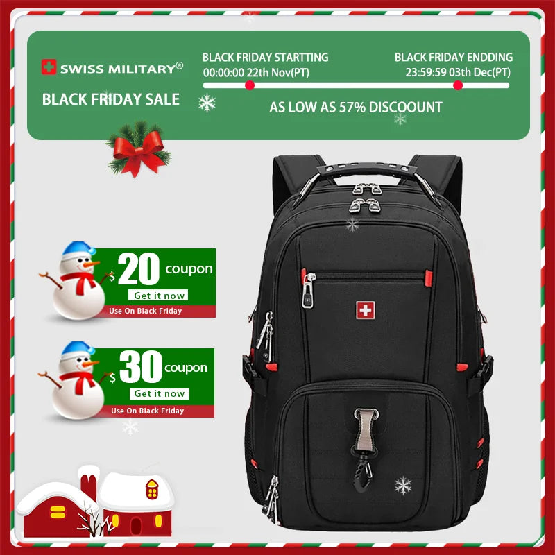 Waterproof Men's Backpack 15.6/17 Inch Laptop Backpacks School Travel Bags Swiss-style Large Capacity Business Bagpack Mochila