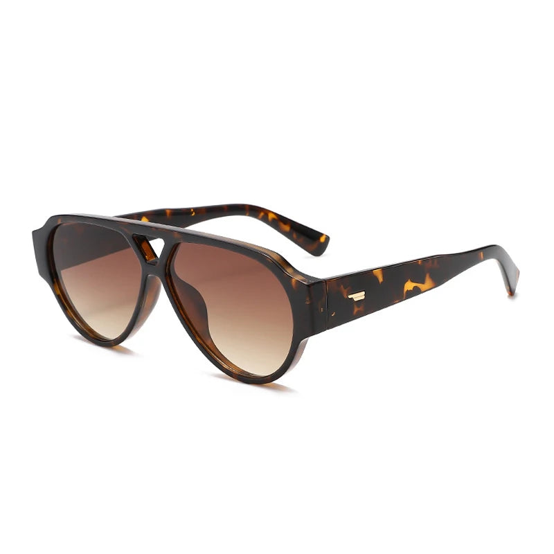 SO&EI Fashion Oversized Pilot Double Bridges Women Sunglasses Retro Rivets Men Red Green Shades UV400 Sun Glasses |...