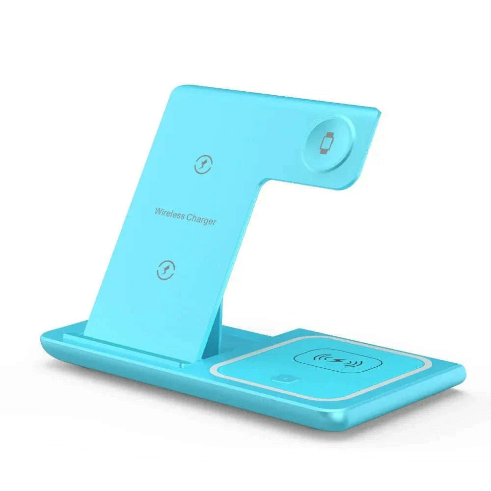 Desktop 3 In 1 Wireless Charger Stand Pad Foldable Phone Fast Charging Station Holder For iPhone 16 15 14 Pro Max iWatch Airpods