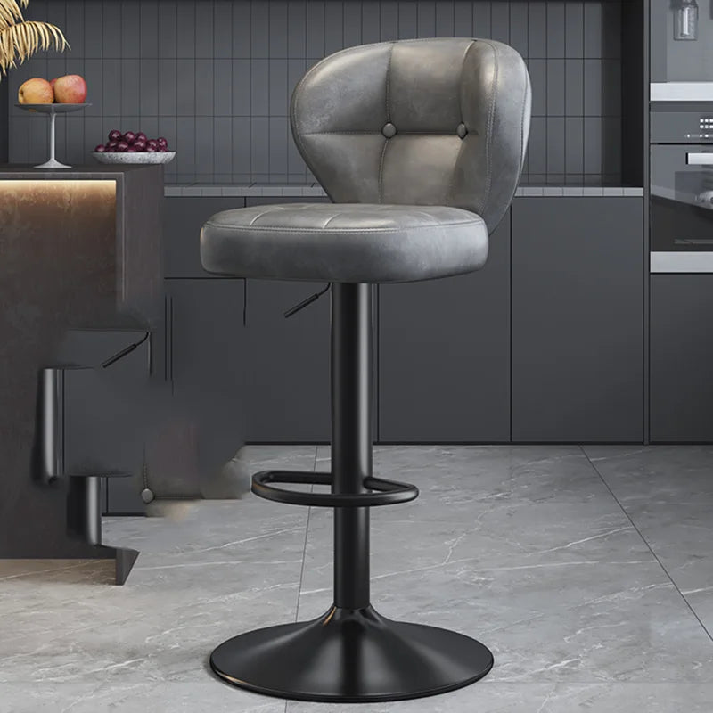Leather Luxury Designer Bar Stools Minimalist Nordic Counter Gaming Bar Chairs With Back Comfortable Cadeira Trendy Furniture - Kimlud