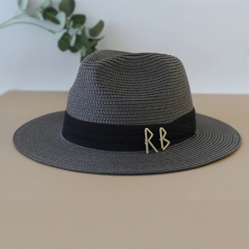 XL Big Size Sun Hat for Men Big Head Beach Panama Hat Man Wide Brim Straw Hat Designer Classic Fedora