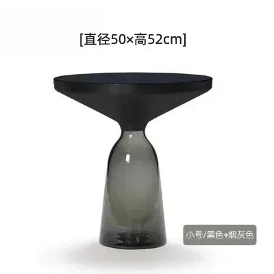 Nordic Creative Glass Round Coffee Table Combination Living Room Reception Side Table Transparent Light Luxury Coffee Tables - Kimlud