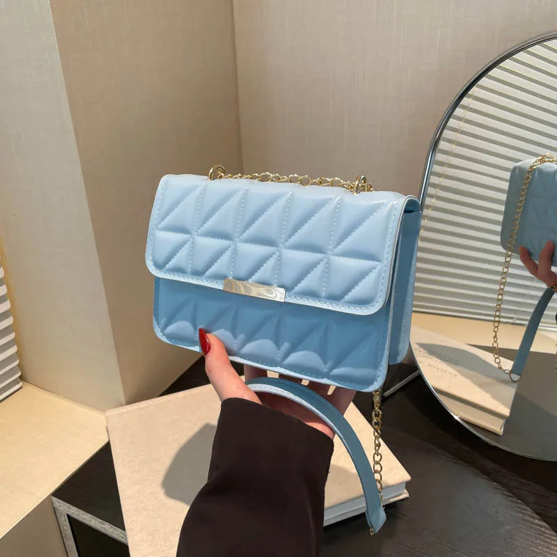 Elegant Korean Style Single Shoulder Chain Bag Simple Fashionable Streetwear Square Bag for Women Trendy Crossbody Bag - Kimlud