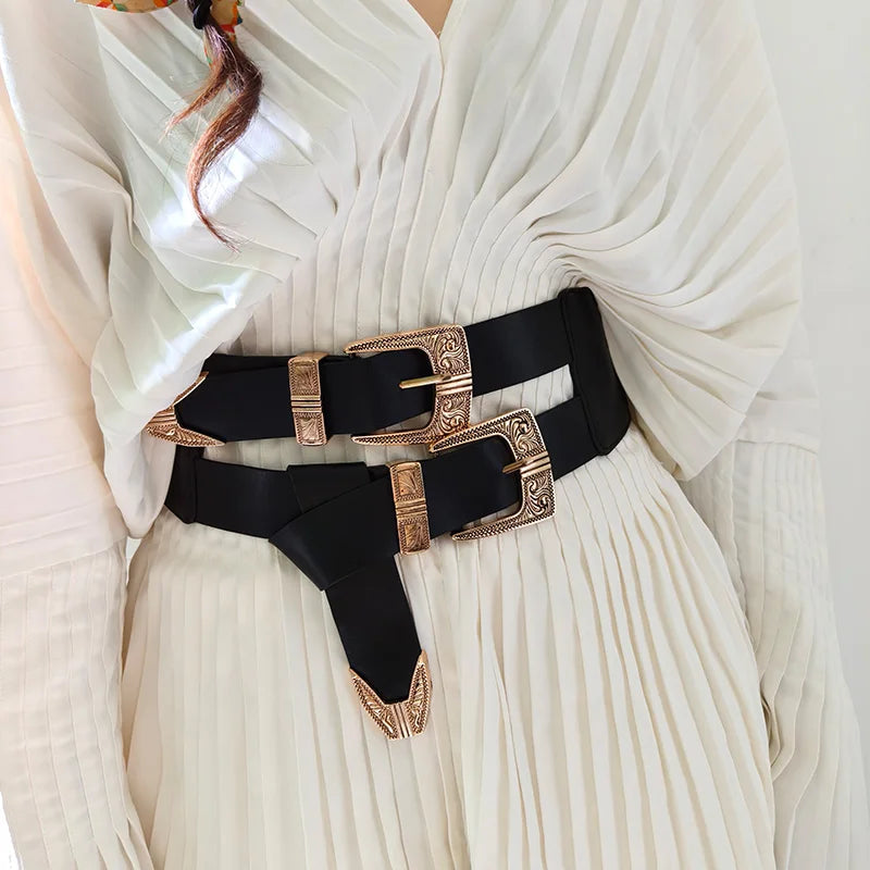 Female Waist Gothic Elastic Corset Belt Female Stretch Cummerbunds High Quality Luxury Designer Black Punk Wide Belts...