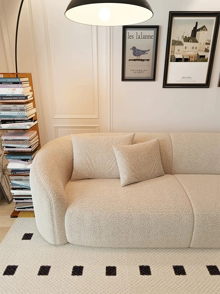 Italian minimalist moon arc Nordic lamb wool living room clothing store Internet celebrity reception fabric sofa - Kimlud