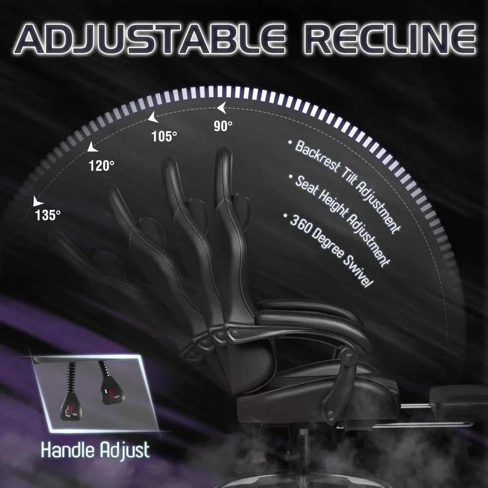 Homall Gaming Chair Video Game Chair Footrest and Massage Lumbar Support Ergonomic Computer Chair Height Adjustable Swivel Seat